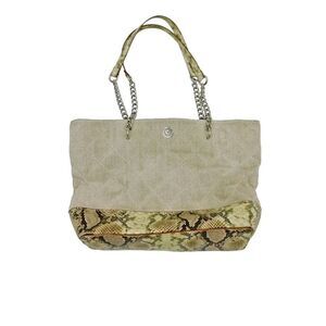 Women's Ann Klein Beige Fabric and Fake Snake Skin
